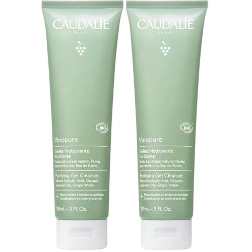 Caudalie Vinopure Salicylic Acid Cleanser, Pore Purifying Gel Cleanser - 150 mL (Pack of 2)