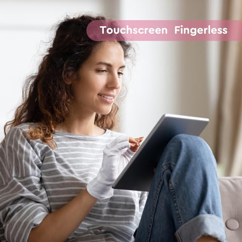 Fingerless White Cotton Moisturizing Gloves for Dry Hands - 4 Pairs