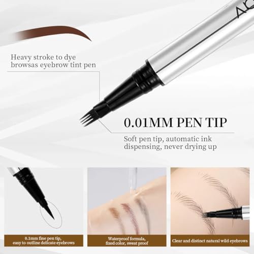 VaaKav Waterproof Eyebrow Pencil 2-in-1, Dark Brown