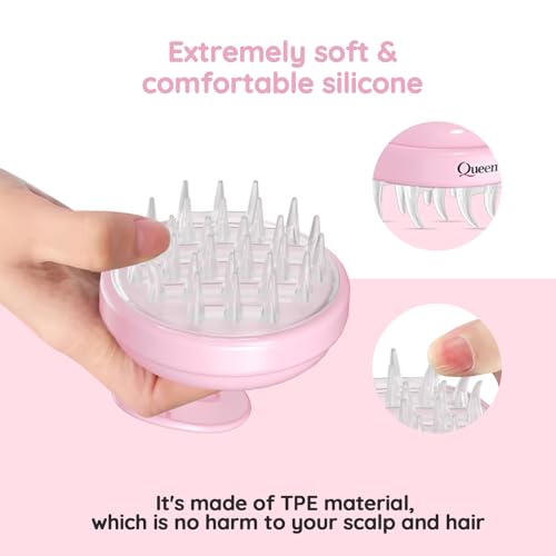Pink Electric Scalp Massager for Hair Growth & Dandruff Removal - Queenwill