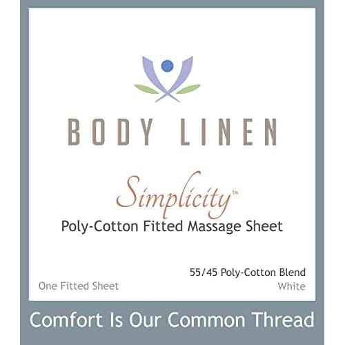 10 Pack Body Linen Simplicity Poly Cotton Massage Table Fitted Sheets - 180 Thread Count. Roomy Fit for Tables 28-32 inches Wide, Soft and Durable. Available in White and Natural. (White)