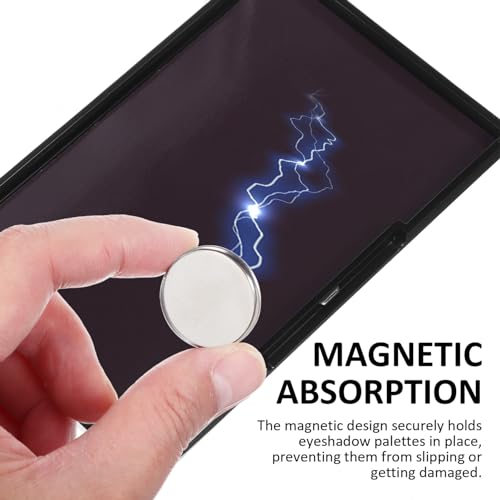 FRCOLOR Magnetic Eyeshadow Storage Box Compact Makeup Palette Organizer with Brush Holder Space-Saving Design for Home and Travel Use