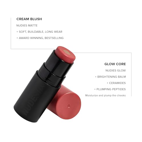 Nudestix Nudies Matte + Glow Core Cream Blush Stick – Multi-Use Radiant Blush for Cheeks, Eyes & Lips