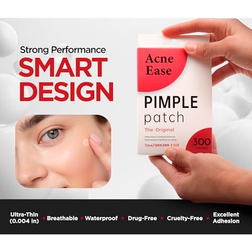 Clear Pimple Patches with Ultra-Thin Hydrocolloid ? 300 Cosmetic Zit Patches in 3 Sizes ? Face Pimple Stickers for Daily Use