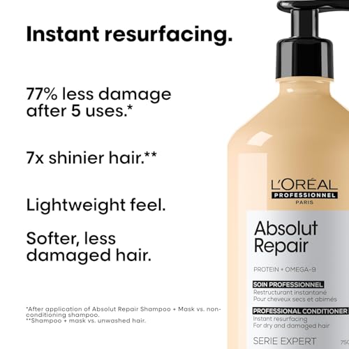 L'Or?al Professionnel Paris Absolut Repair Conditioner ? Nourishing Protein Treatment For Dry, Damaged Hair, Repairs Damage & Provides Hair Shine