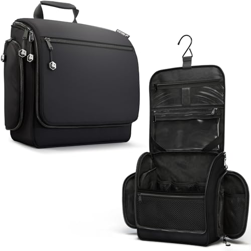 VENTURE 4TH Hanging Travel Toiletry Bag for Women & Men ? Large Toiletry Organizer with 18 Compartments, Removable TSA Pouch, Travel Wash Bag for Toiletries, Makeup & Shaving Kit (Black)