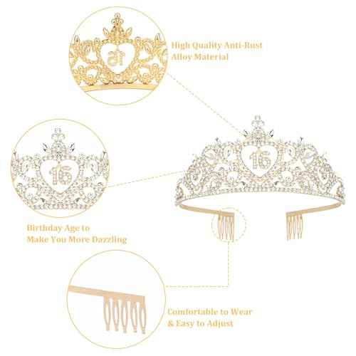 Sweet 16 Party Decorations: Purple Sweet 16 Crown & Sash for Girls' Teen, 16th Birthday, Teenage Girls, Females 16+