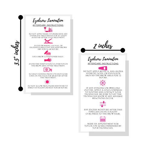 Eyebrow Lamination Aftercare Cards 50pc 2x3.5" Printed