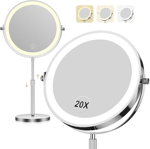 Dienmern Makeup Mirror with Lights 1X/20X Magnifying 360° Rotation