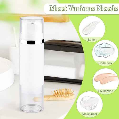 4 Pcs 150ml/5oz Airless Pump Jar Refillable Vacuum Pump Dispenser Bottles Travel Cosmetic Containers for Lotion Essence Shampoo Toiletries