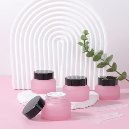 Segbeauty 1oz Frosted Glass Jar with Lid - Refillable Travel Containers (4pcs)
