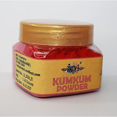 IS4A Pure Indian Dark Red kumkum Powder (Sindoor, kumkuma, Kum Kum) For Pooja, Makeup And Other Hindu Rituals (Dark Red 1.8 Ounces)