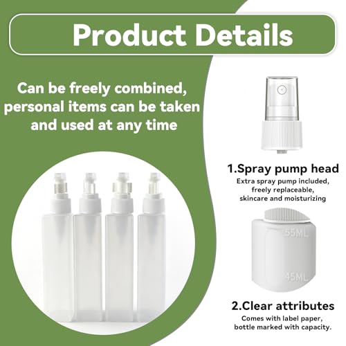 4-in-1 Travel Dispenser Bottles Set, 55ml Leakproof Silicone Containers