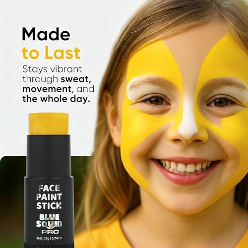 Blue Squid Yellow Face Paint Stick - Waterproof, Twist-Up 21g