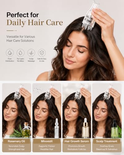 Minoxidil Applicator Bottle with Roller Comb Massager