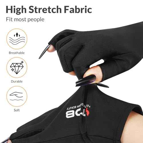 Fingerless Gloves, UV Protection Gloves for Women, Ideal for Gel Manicures and UV Light for Nails, Lightweight and Stretchy Fabric