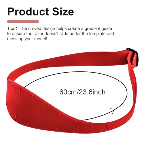 Neckline Shaving Template and Hair Trimming Guide, Silicone Curved Haircut Band for DIY Haircutting Creating Clean Straight Neck Hairline, Fade and Taper Guide for Hair Clippers (Red)