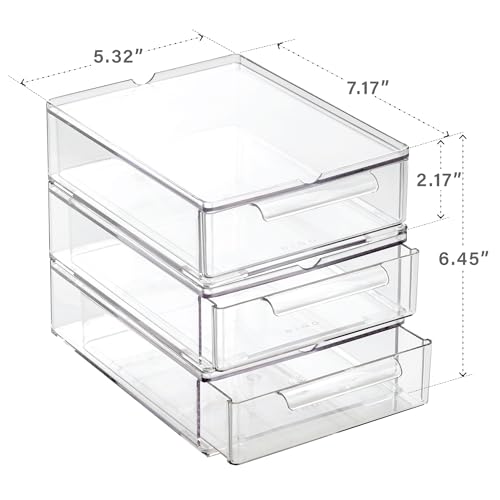 BINO Clear Stackable Storage Drawers 3-Pack Small