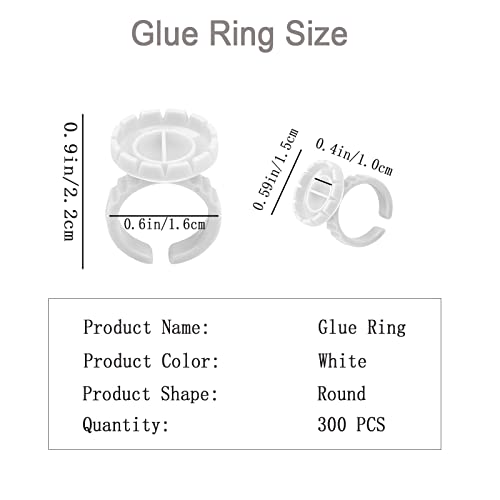 Glue Rings for Eyelash Extension, 300 PCS Glue Rings Lash Extension Supplies Lash Rings for Glue, Disposable Glue Cups Eyelash Glue Holder Lash Extension Glue Rings, Lash Fan Blossom Glue Cups, White