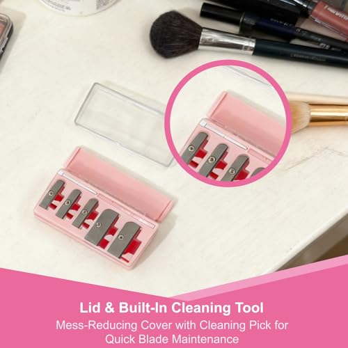 5-Hole Makeup Pencil Sharpener for Eyeliner, Lip & Eyebrow Pencils (Pink)