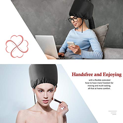 Hair Dryer Bonnet Attachment with Chin Strap & Hose