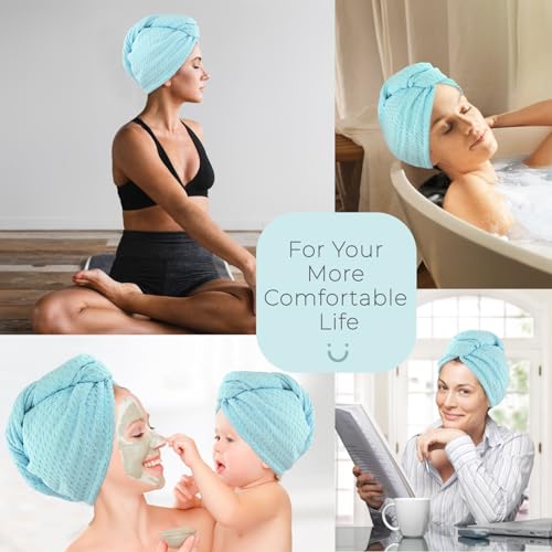 MaopaoBeauty Microfiber Hair Towel Wrap - 2 Pack, 10.6x27.5 Inch