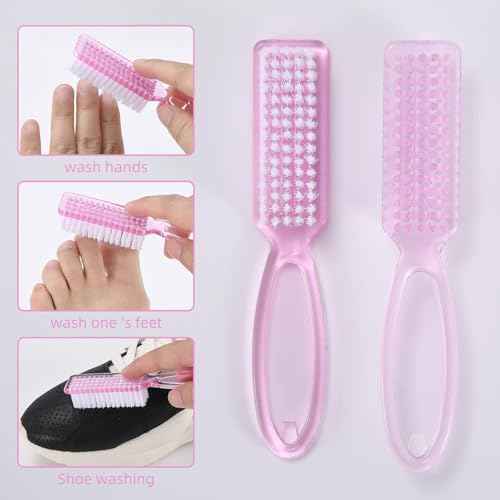 Yebeauty Nail Brush Fingernail Cleaner, 4 Pcs Hand Scrub Cleaning Brush Plastic Hand Finger Toes Scrubbing Brush, Pedicure Nail Scrubber