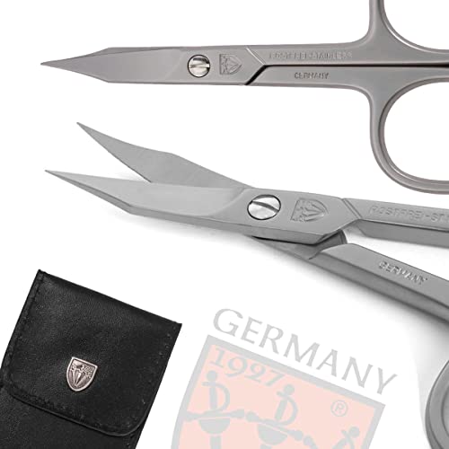 3 Swords Germany - brand quality STAINLESS STEEL INOX CURVED COMBINED CUTICLE & NAIL SCISSORS (1 PIECE) with case for manicure pedicure - nail care by 3 Swords - Made in Germany