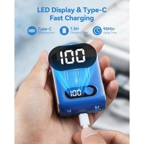 Mini Electric Shaver for Men: USB C Fast Charge Portable Electric Razor with LED Display - IPX8 Waterproof Wet and Dry Travel Small Shavers Dual Head Pocket Shaver for Beard Face