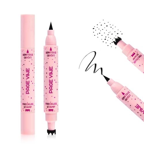 Freckle Pen, 2-in-1 Freckle stamp & Eyeline pen, Waterproof Quick Dry Long Lasting Soft Faux Freckles, Lifelike Magic Stamp Marker For Sunkissed Makeup (Medium)