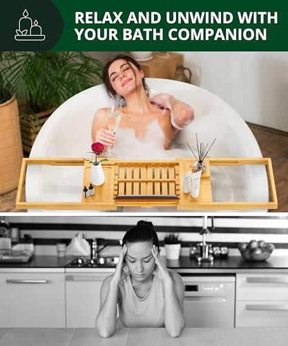 Royal Craft Wood Expandable Bamboo Bathtub Caddy Tray