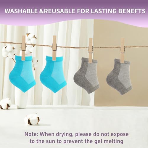 Moisturizing Heel Socks for Cracked Feet - Gel Toeless Foot Therapy, 2 Pairs