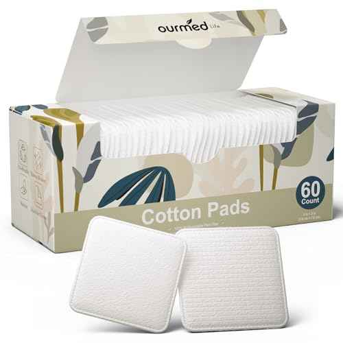 Ourmed Life Large Cotton Pads for Makeup Removal, Soft & Lint-Free Face Pads with Pressed Seam Design, Durable Makeup Remover Pads for Facial Cleansing on All Skin Types, 3x3 Inch, 60 Count