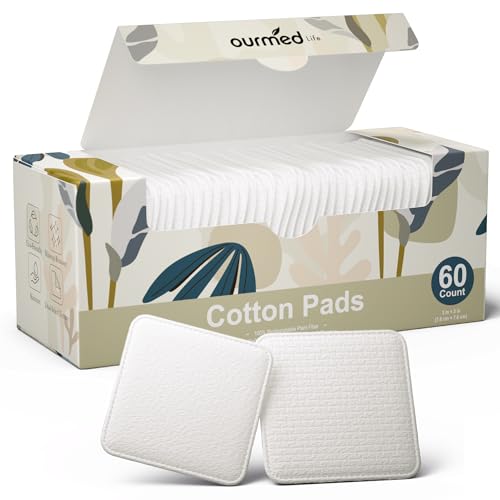Ourmed Life Large Cotton Pads - Soft, Lint-Free 3x3 Makeup Remover Squares