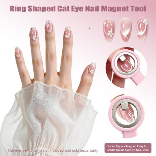 Ring Cat Eye Nail Magnet – Strong Magnetic Force Pink