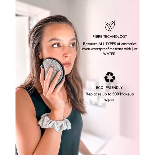 Ogato Reusable Makeup Remover Cloth - 5pc Face Pads, Makeup Eraser Cloth Wipes for All Skin Types - Washable Microfiber Make Up Reusable Cotton Rounds for Face - With Included Laundry Bag