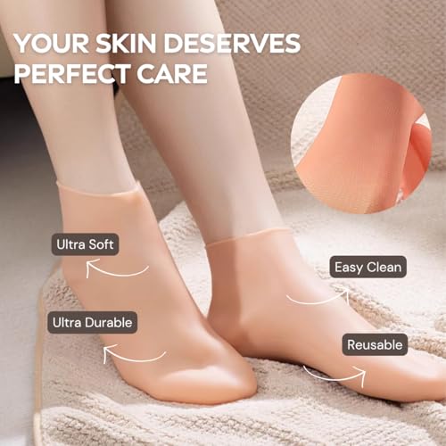 Silicone Moisturizing Socks for Cracked Heels - Reusable Spa Treatment US 5-12