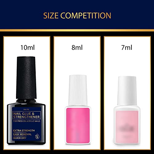 VALITIC Strong Brush-On Nail Glue & Strengthener for Press-On & Acrylic Nails
