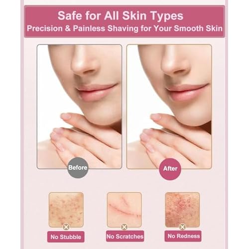Scienbeauty Nose Ear Hair Trimmer Facial & Eyebrow Hair Remover for Women, 3 in 1 USB Rechargeable Painless Hair Removal Kit with 3 Replaceable Rinseable Grooming Heads