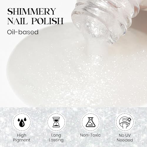 MIZHSE Glitter Nail Polish - Quick Dry Translucent Shimmer 15ml