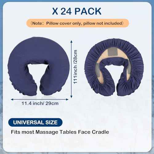 24 Pcs Face Cradle Covers for Massage Table Microfiber Reusable Soft Thicker Massage Table Head Rest Covers Bulk Oil Proof Headrest Cradle Sheets for Spa Beauty Salons (Navy Blue)