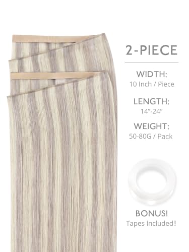 WENNALIFE 20" Tape In Weft Hair Extensions - Ash Blonde & Platinum