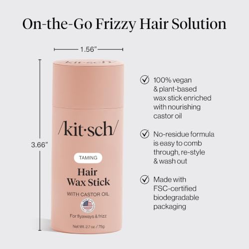 Kitsch Hair Wax Stick for Flyaways & Frizz Control with Castor Oil (2.7 oz)