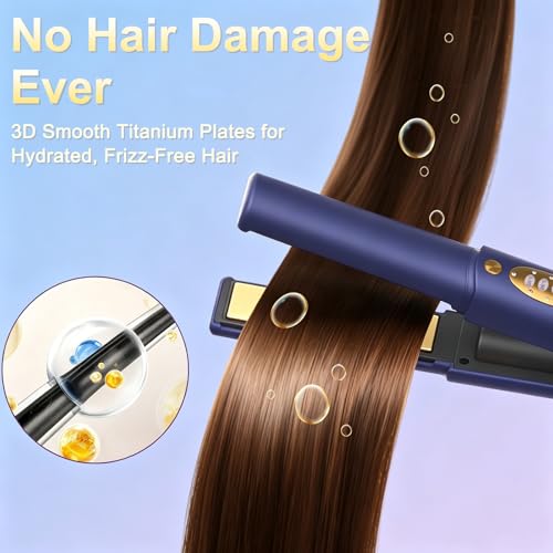 Cordless 2-in-1 Hair Straightener & Curler - Portable Travel Flat Iron with Titanium Plates