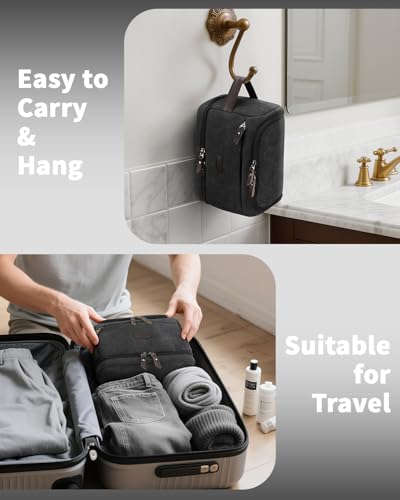 ZOMFELT Dual Layer Canvas Toiletry Bag for Men