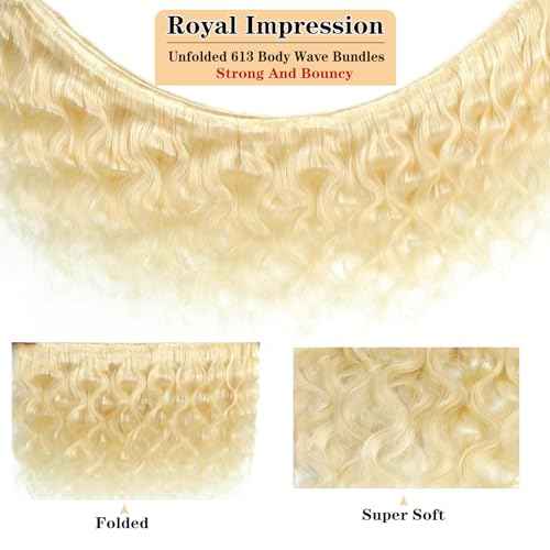 613 Blonde Bundles Body Wave Human Hair 22" 22" 22" 12A Grade 613 Blonde Body Wave Human Hair 3 Bundles 100% Unprocessed Virgin Brazilian Human Hair Bundles