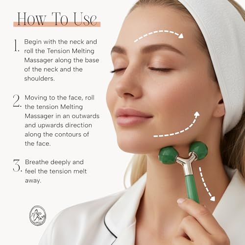 Mount Lai Jade Tension Melting Facial Massager for Face & Neck ? Face Roller to Relieve Tension, Soothe Stress, Improve Circulation & Revitalize Skin for Radiant Care