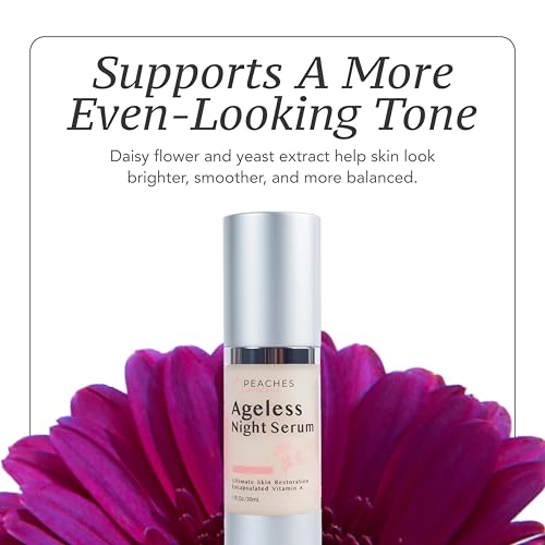 Peaches Skin Care Ageless Night Serum ? Encapsulated Vitamin A ? Retinol Serum for Face for Firm, Smooth, Balanced-Looking Skin ? 1 oz
