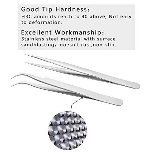 EMEDA Eyelash Extension Tweezers 2 Pieces VETUS Straight and J Curved Tweezers for Eyelash Extensions Precision Lashing Tweezers Professional Tools for Isolation Classic Volume Lash Extensions