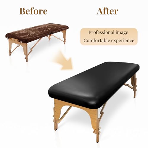 Leather Massage Table Cover Wipeable Covers for Massage Table Waterproof Vinyl Replacement Bed Cover Protector for Lash/Spa (Black, 1)